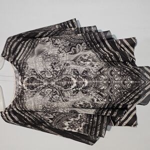 Wishful Park Black and White Asymmetrical Pleated Blouse